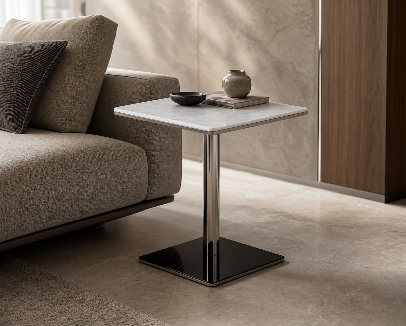 Marble Side Table styled in a FADIOR HOME interior setting
