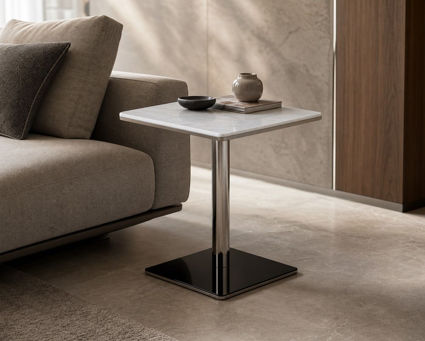 Marble Side Table styled in a FADIOR HOME interior setting