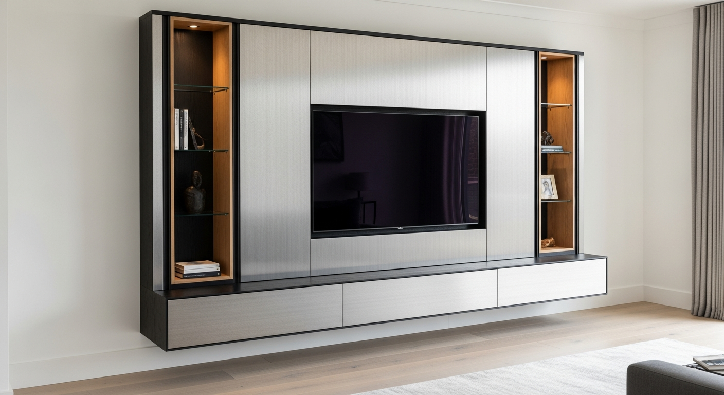 Fadior Essence Media Wall — lifestyle setting with natural light and residential styling