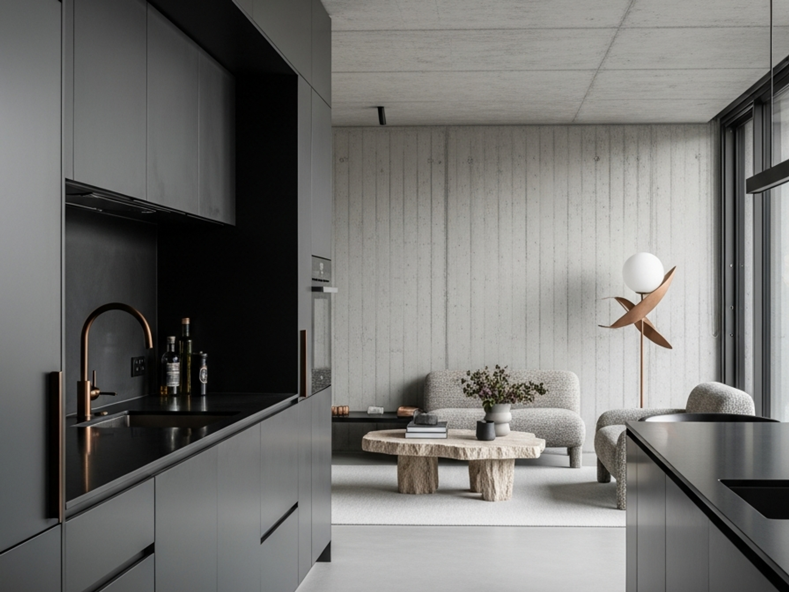 Fadior South Yarra Industrial Apartment — 304 stainless steel kitchen system, architectural view