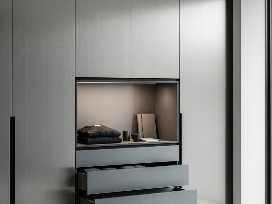 Fadior Brera Wardrobe Suite — 304 stainless steel wardrobe system, front view