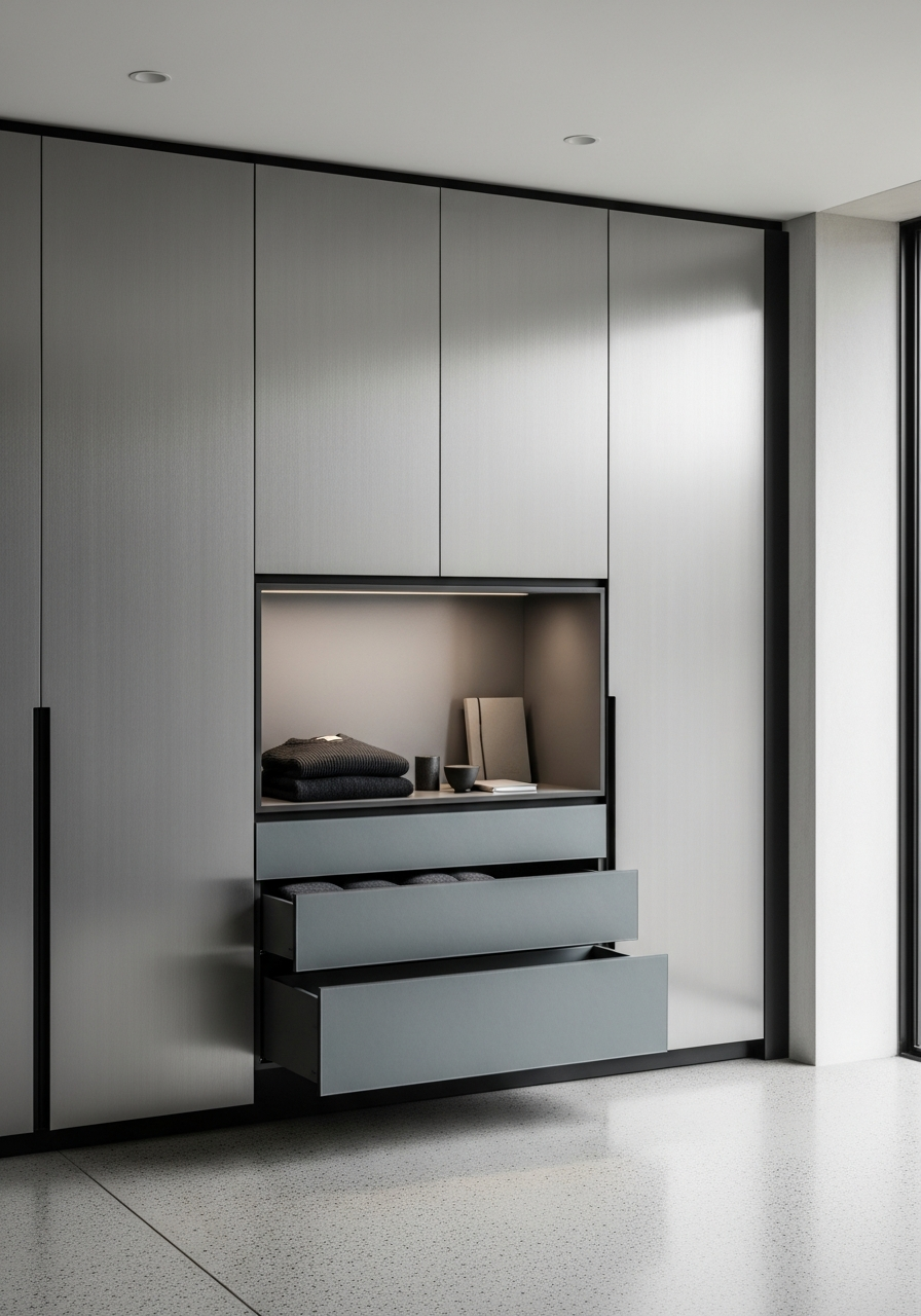 Fadior Brera Wardrobe Suite — 304 stainless steel wardrobe system, front view