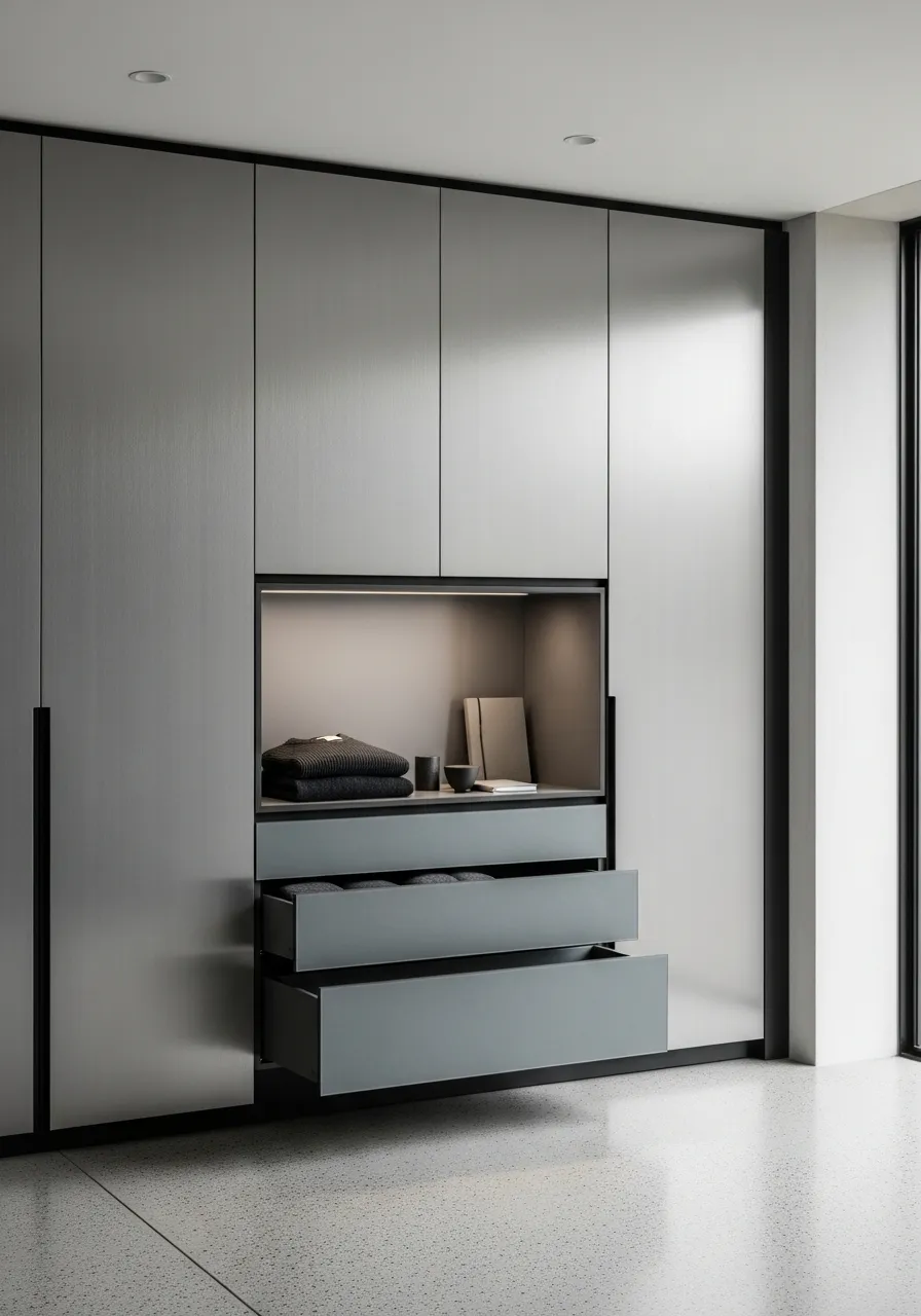 Fadior Brera Wardrobe Suite — 304 stainless steel wardrobe system, front view