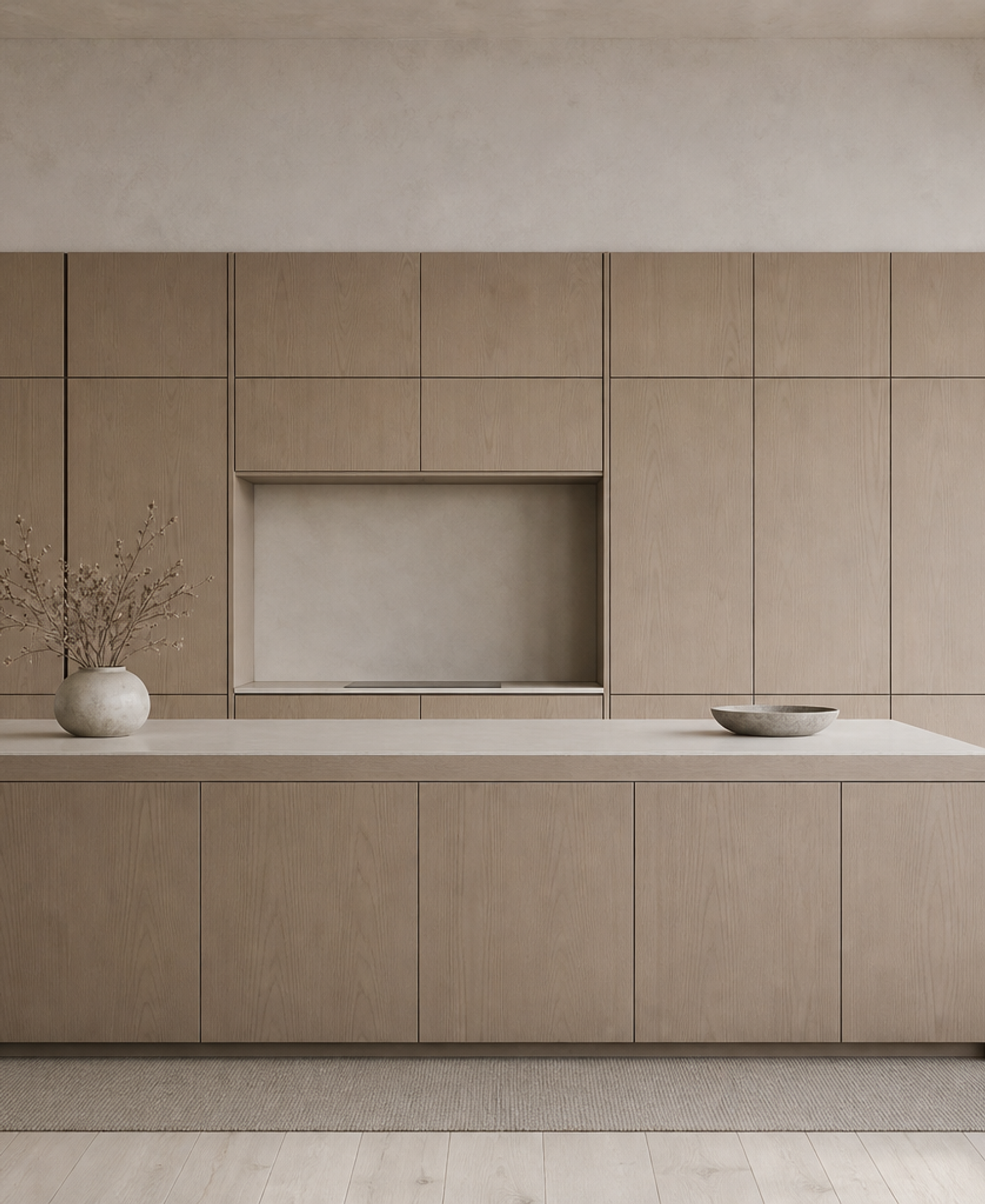 Fadior Solace Kitchen Suite with Cold-Finished Hearth Island — 304 stainless steel kitchen system, front view