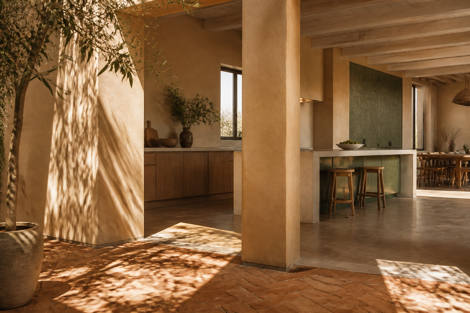 Fadior Lisbon 220 sqm Kitchen Penthouse — stone counter, oak cabinet, tile floor, dining window