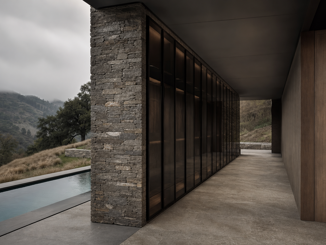 Fadior Eclipse Wardrobe Suite with Graphite Glass Wardrobe Promenade — interior room context showing cabinet integration