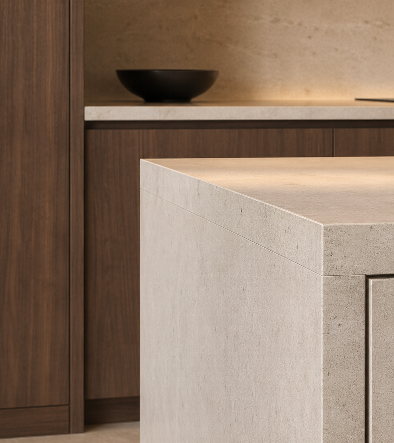 Fadior Meridian Kitchen Suite with Hybriq Prep Monolith — close-up of stainless steel finish and hardware detail