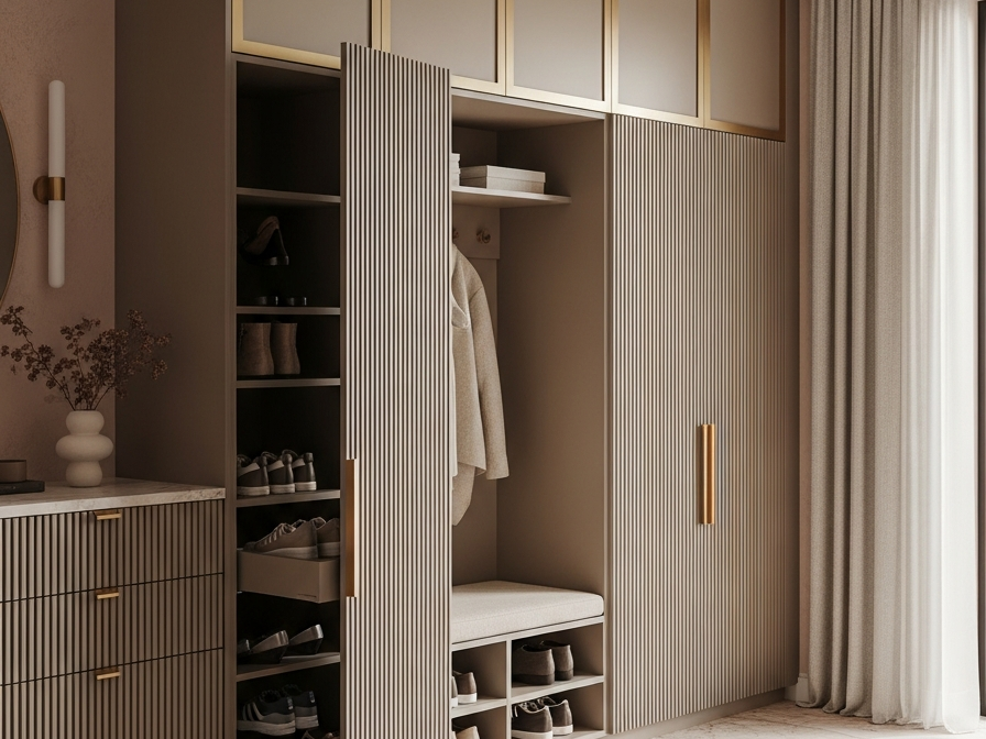 Fadior Archetype Shoe Wardrobe — 304 stainless steel entryway system, front view