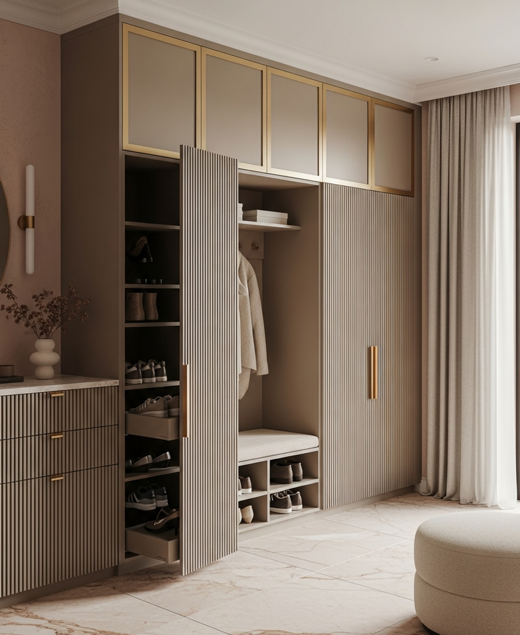 Fadior Archetype Shoe Wardrobe — 304 stainless steel entryway system, front view