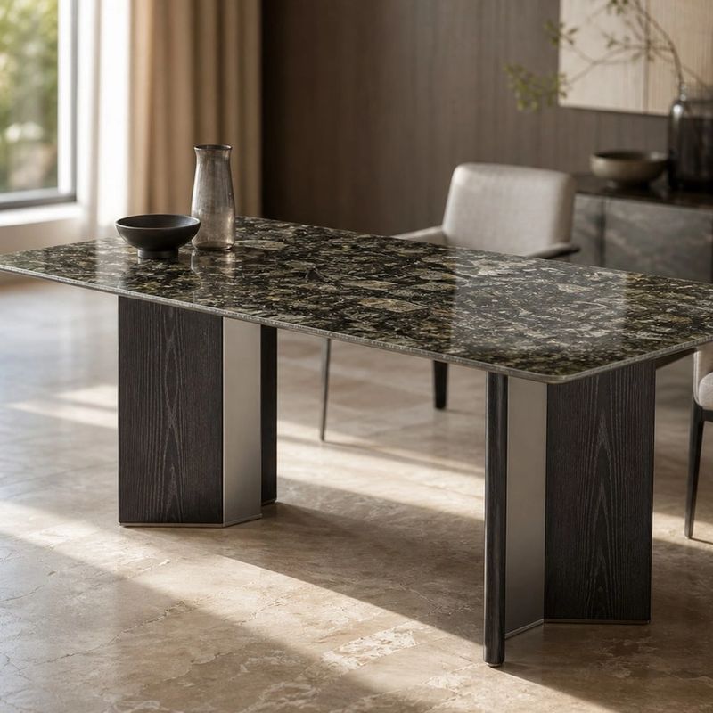 Stone-Top Marble Dining Table (Natural luxury stone) styled in a FADIOR HOME interior setting