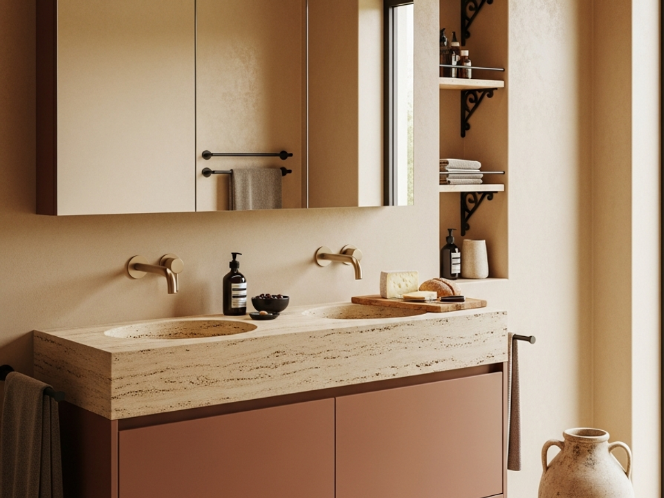 Fadior Nacre Bath and Vanity Suite — 304 stainless steel bath and vanity system, front view