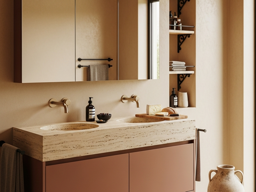 Fadior Nacre Bath and Vanity Suite — 304 stainless steel bath and vanity system, front view