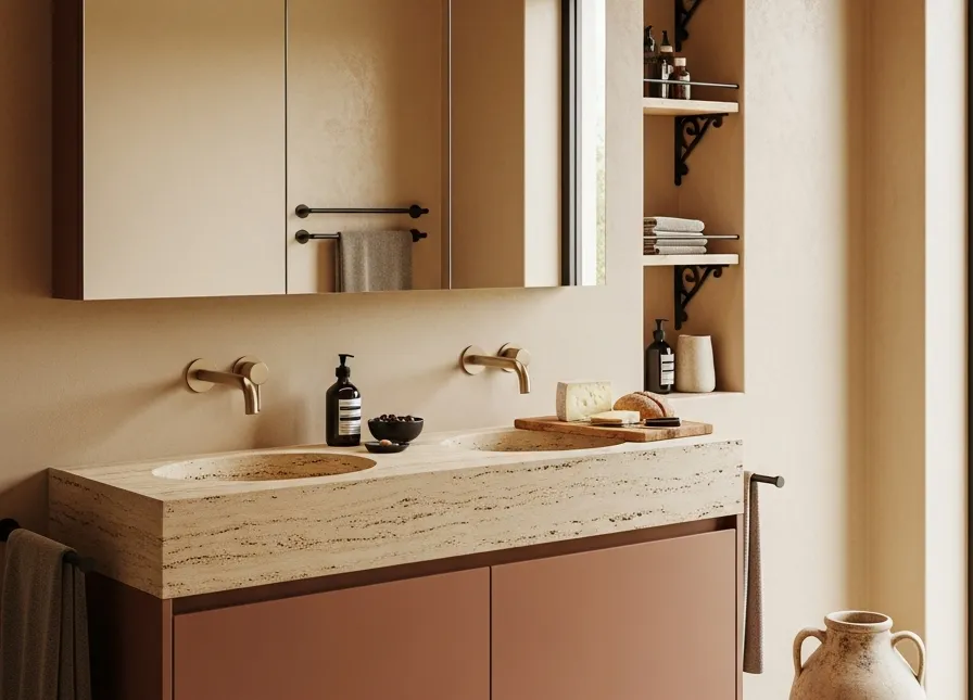 Fadior Nacre Bath and Vanity Suite — 304 stainless steel bath and vanity system, front view