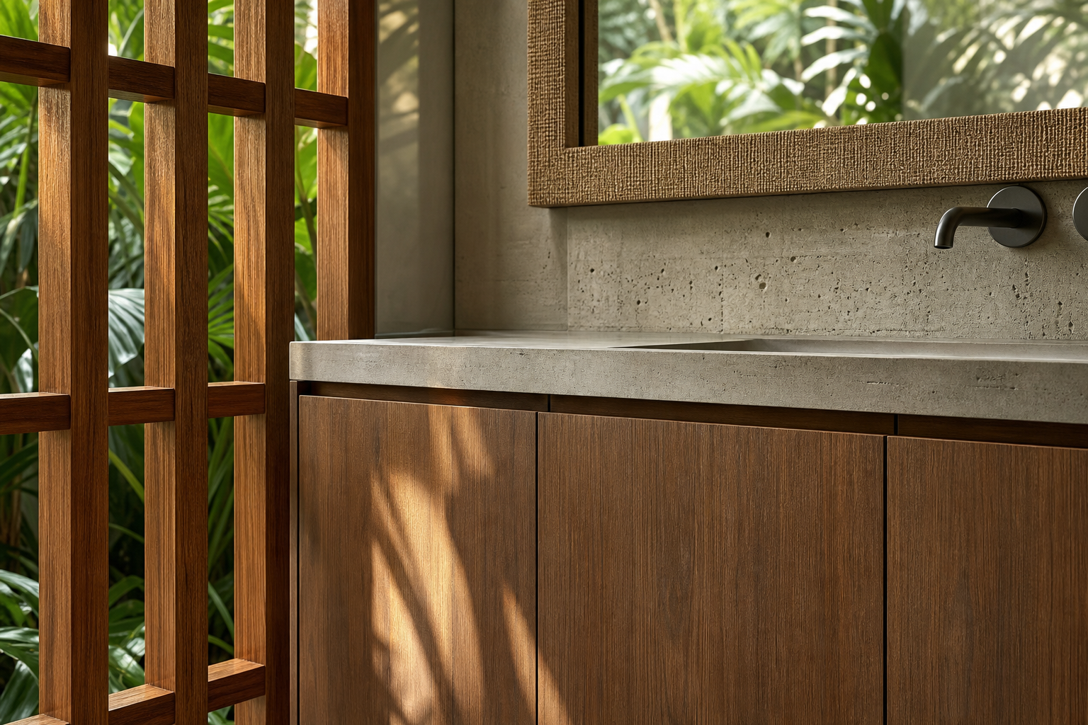 Fadior Verve Bath and Vanity Suite with Stone Reveal Basin Wall — close-up of stainless steel finish and hardware detail