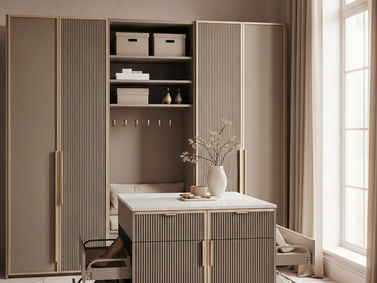 Fadior Archetype Entryway Cabinet — 304 stainless steel entryway system, front view