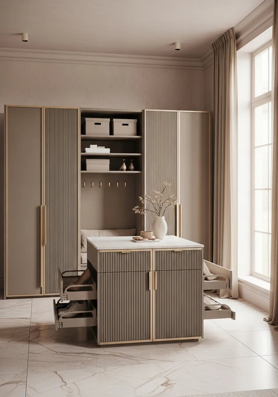 Fadior Archetype Entryway Cabinet — 304 stainless steel entryway system, front view