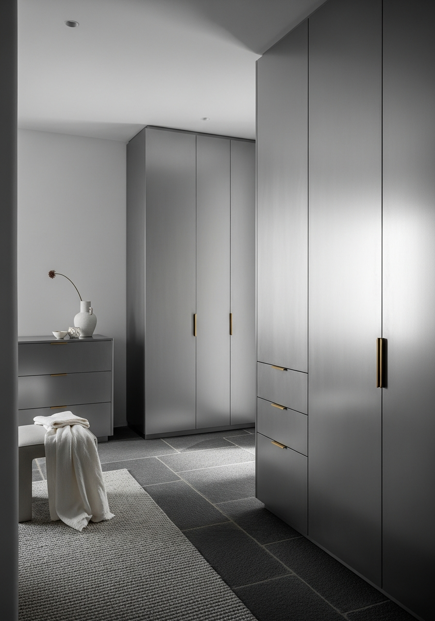 Fadior Oia Cliffside Villa — master wardrobe with stainless steel system