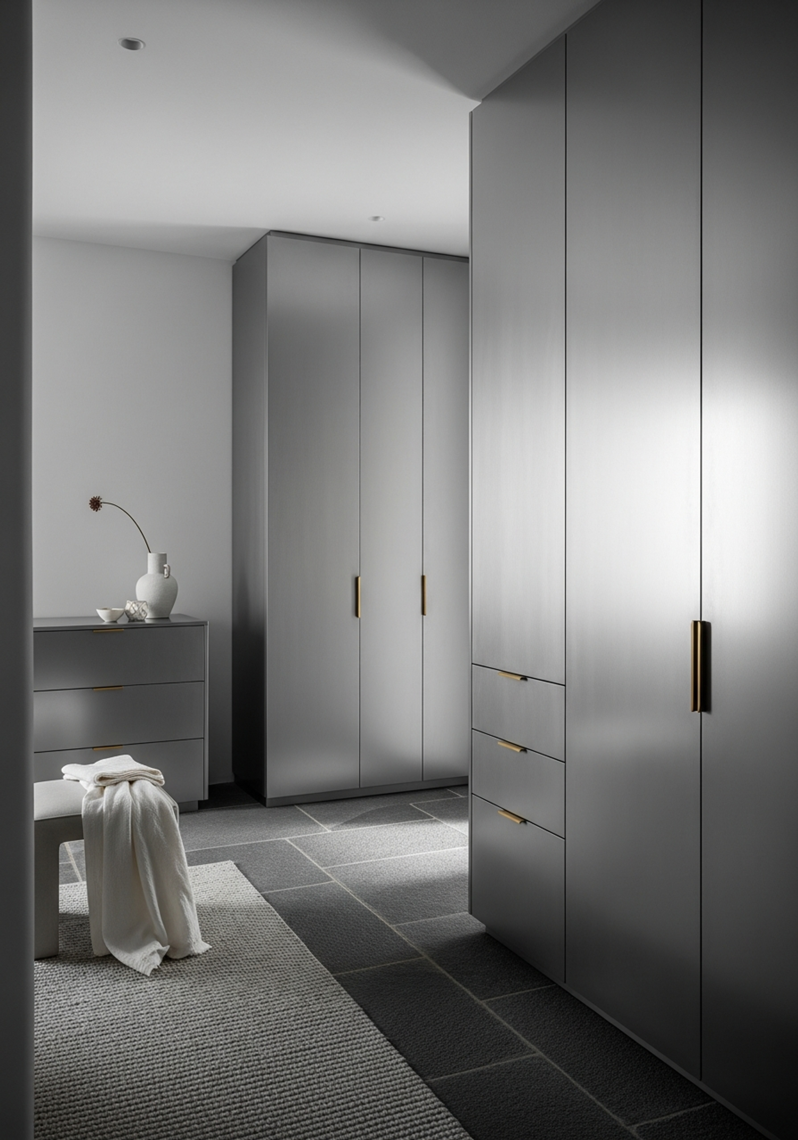 Fadior Oia Cliffside Villa — master wardrobe with stainless steel system