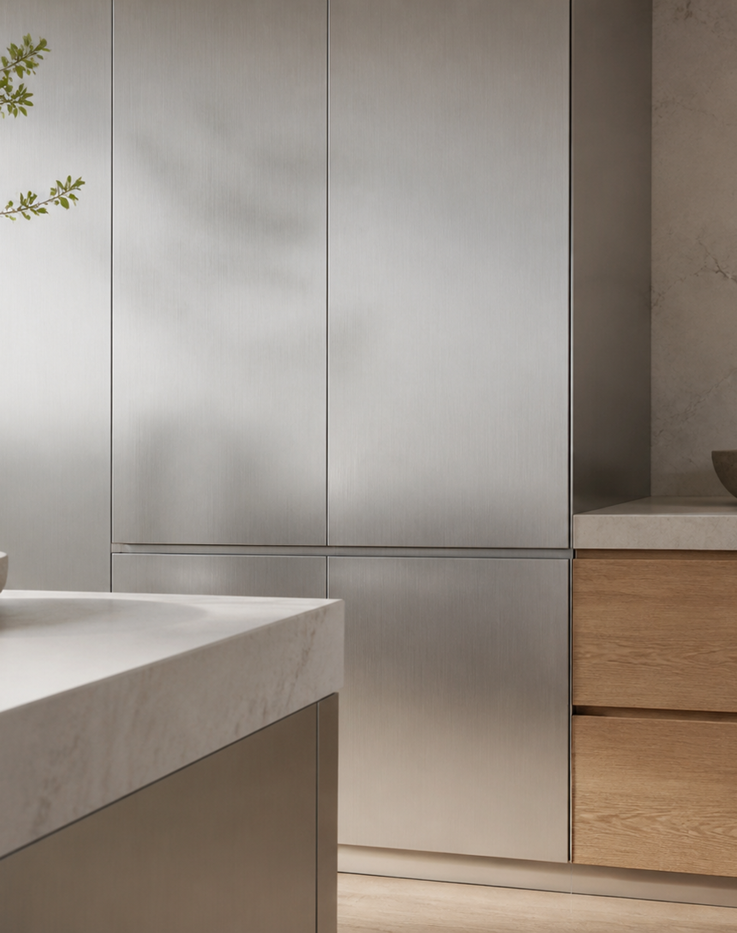 Fadior Silkstone Kitchen Suite with Apron Island Axis — interior room context showing cabinet integration