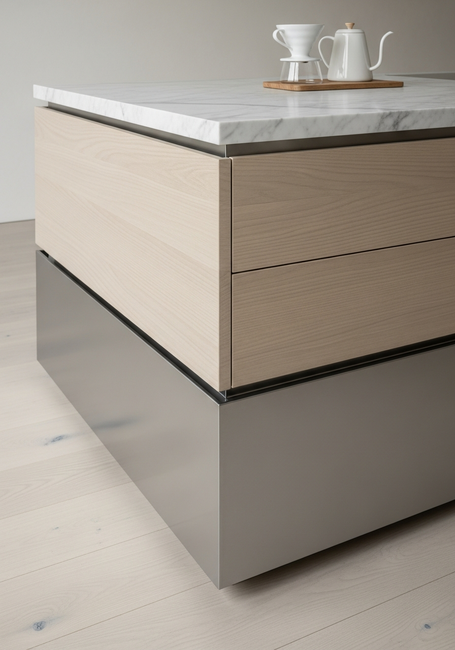 Fadior Silkstone Kitchen Suite — close-up of stainless steel finish and hardware detail