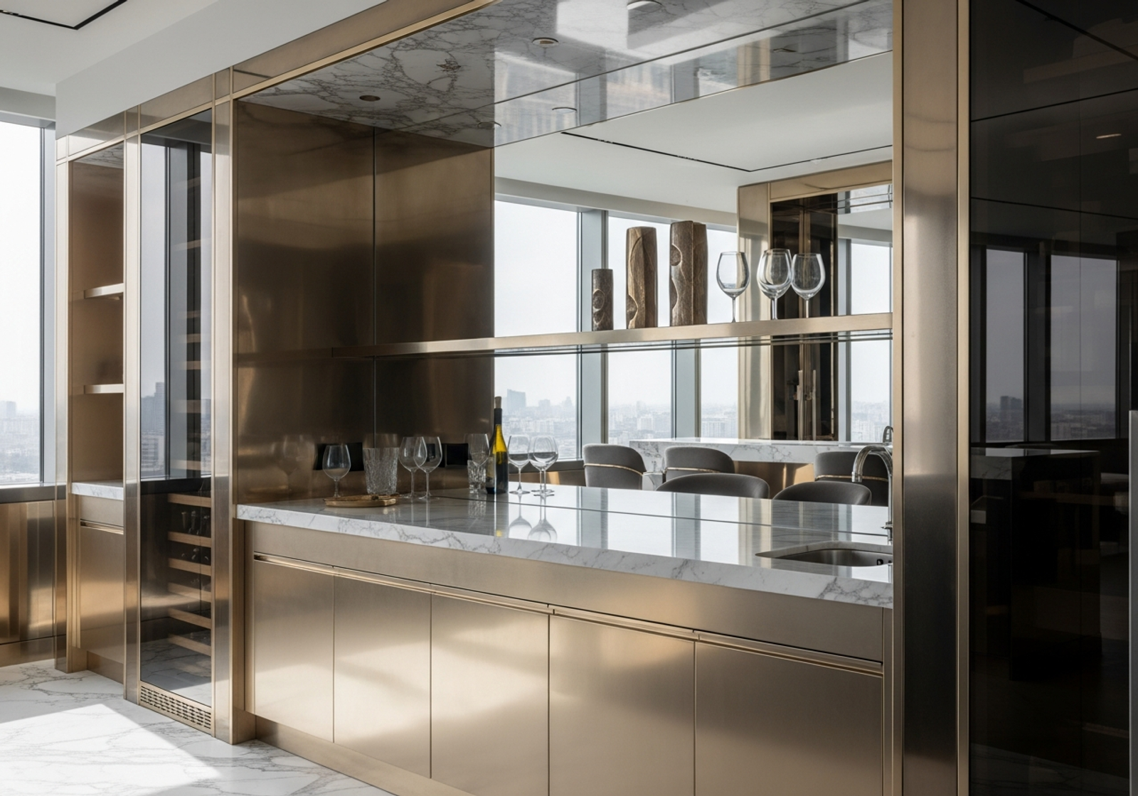 Fadior Moscow City Penthouse — wine bar and entertainment area