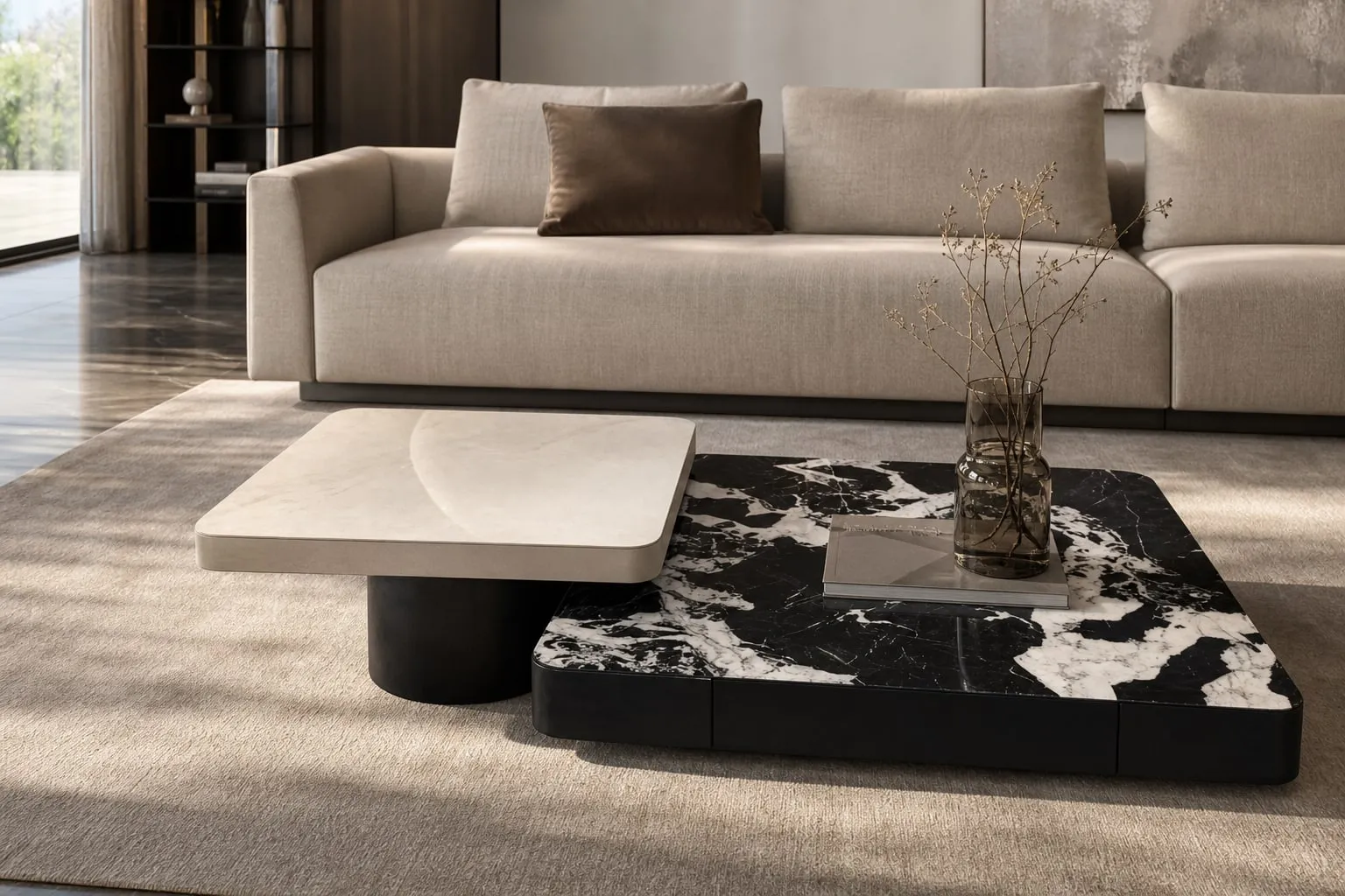 Sintered Stone Veneer Coffee Table 60×60×45 cm