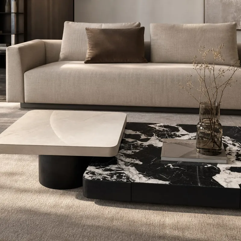Sintered Stone Veneer Coffee Table 90×90×33 cm