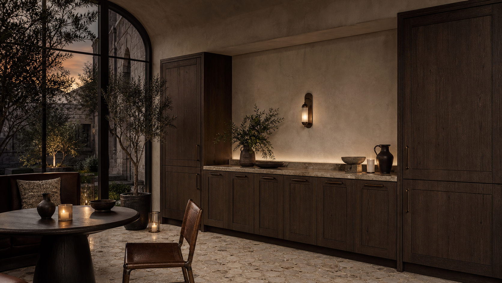 Fadior Riviera Kitchen Suite with Breakfast Atrium Prep Wall — lifestyle setting with natural light and residential styling