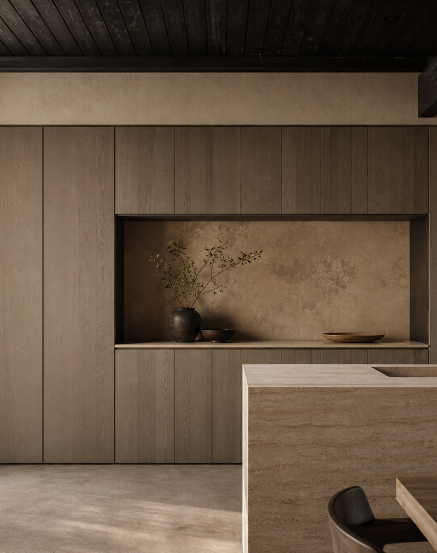 Fadior Solace Kitchen Suite with Servery Spine Pantry — lifestyle setting with natural light and residential styling