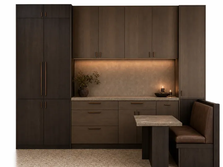 Fadior Riviera Kitchen Suite with Breakfast Atrium Prep Wall — 304 stainless steel kitchen system, front view
