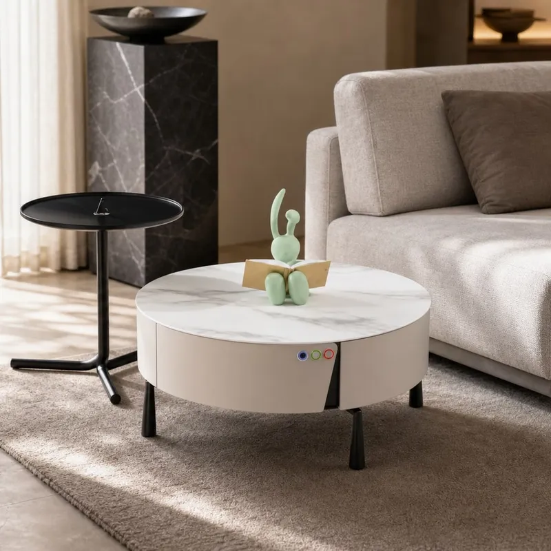 Sintered Stone Grey Glass Table 80×36 cm