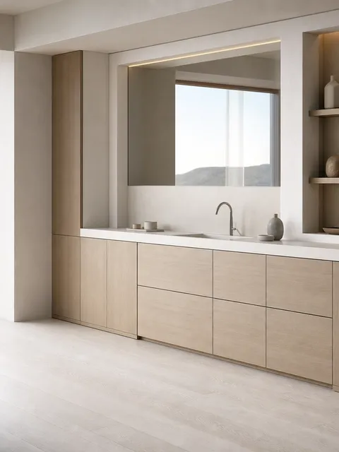 Suite de Baño y Tocador Ethereal con Repisa Empotrada de Cuidado Pearl