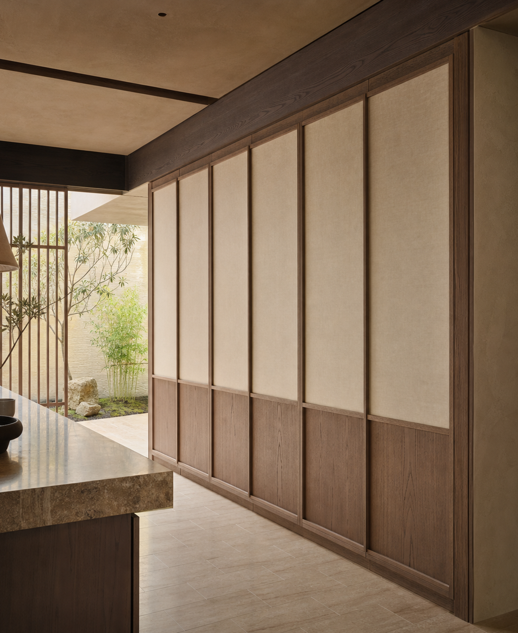 Fadior Resonance Wardrobe Suite with Washi Datum Portal — 304 stainless steel wardrobe system, front view