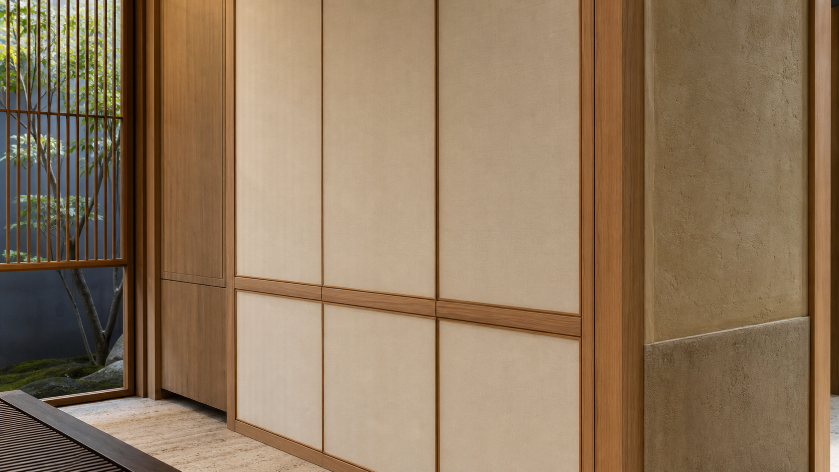 Fadior Voyage Wardrobe Suite with Steam Garment Alcove — close-up of stainless steel finish and hardware detail