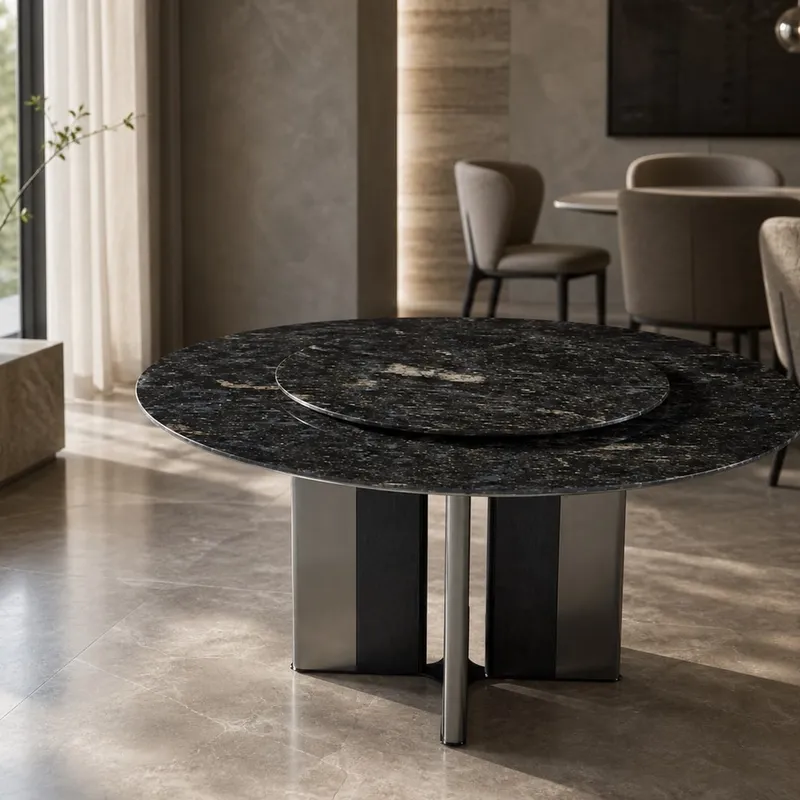 Four-Blade Marble Dining Table Ø135+Ø90 cm