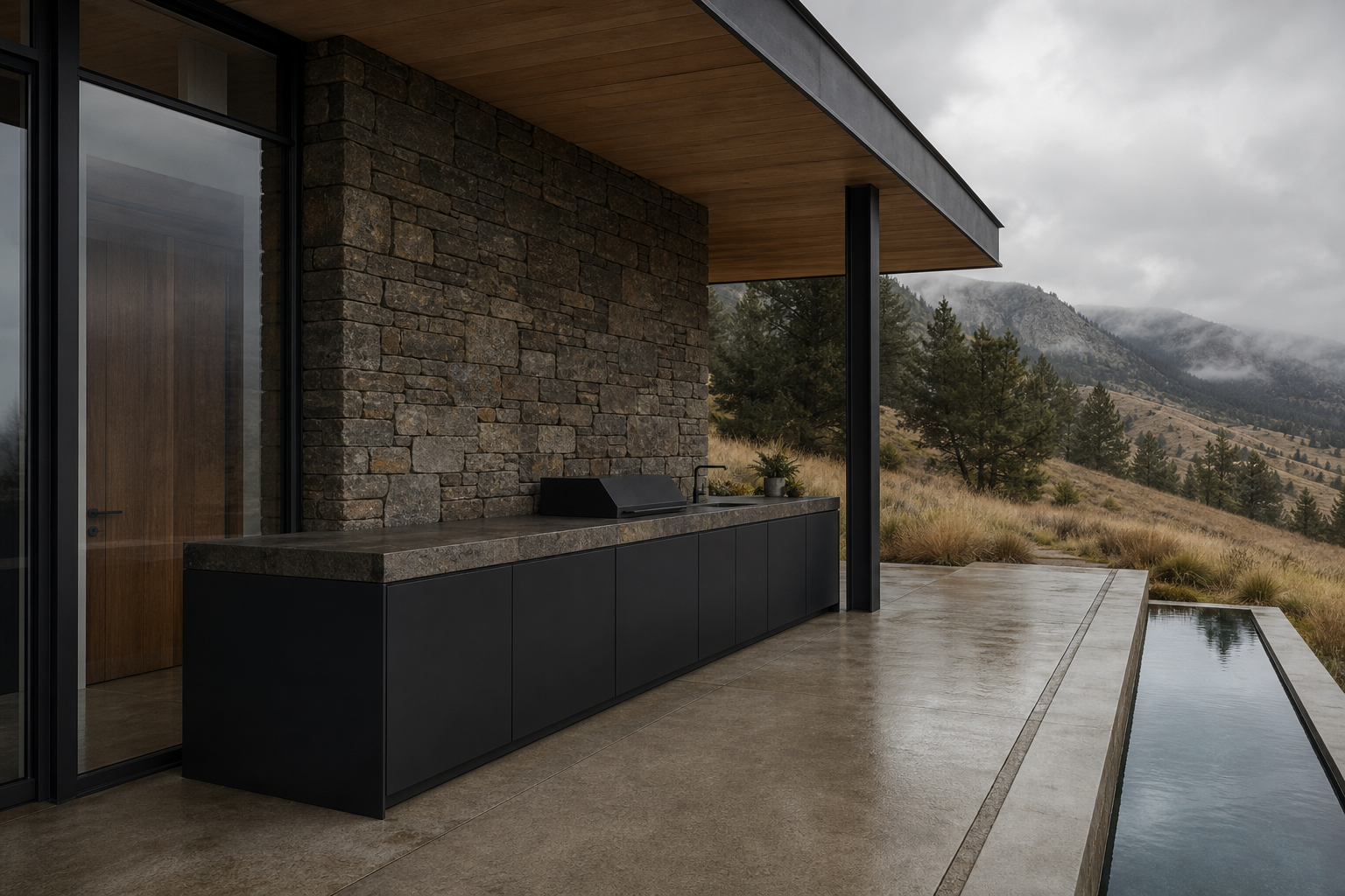 Fadior Horizon Outdoor Kitchen Suite with Panel Ready Chef Veranda — interior room context showing cabinet integration