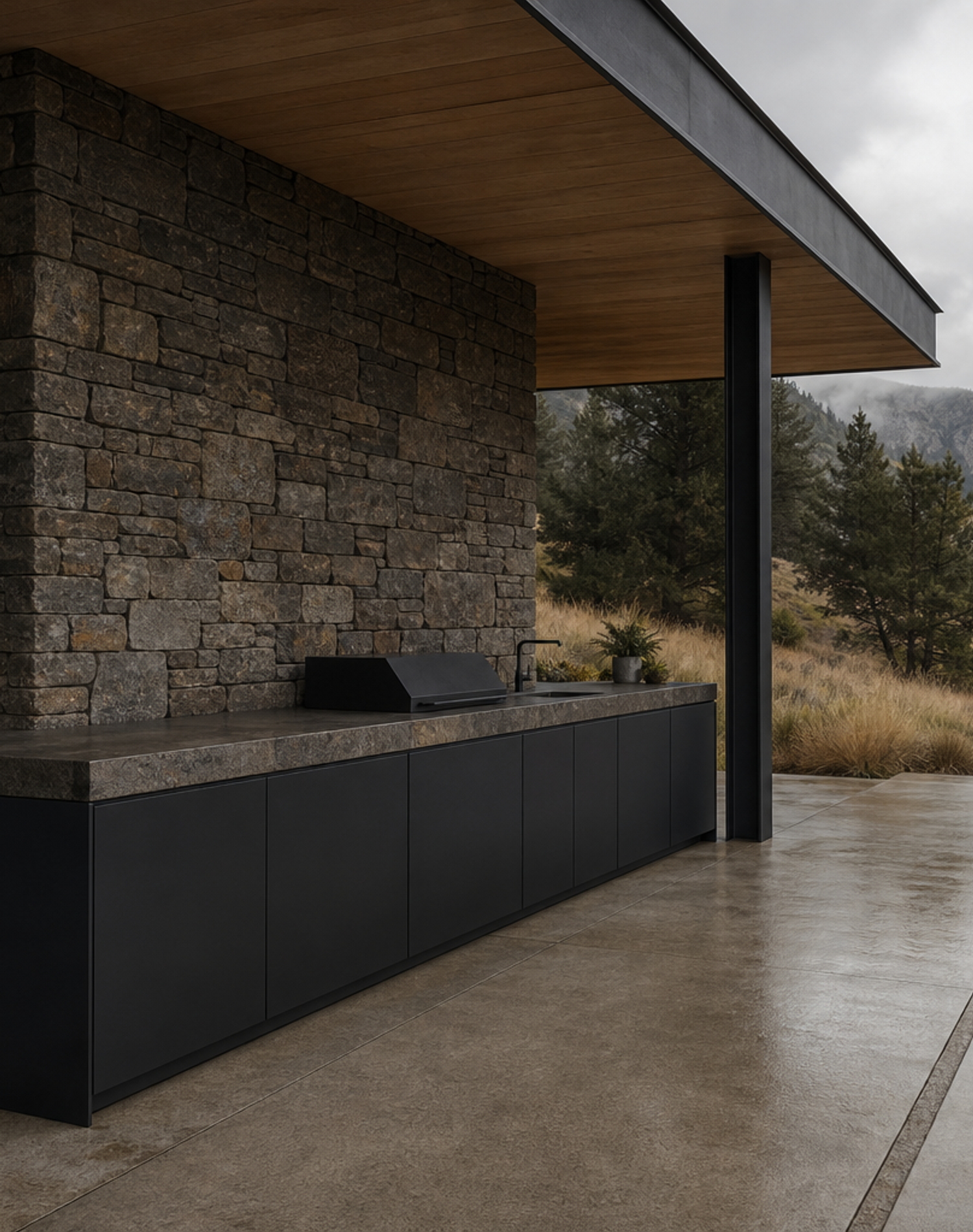 Fadior Horizon Outdoor Kitchen Suite with Panel Ready Chef Veranda — interior room context showing cabinet integration