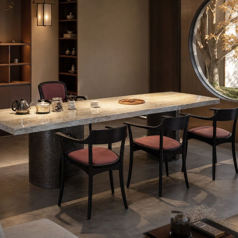 Marble Tea Table (Marble) styled in a FADIOR HOME interior setting