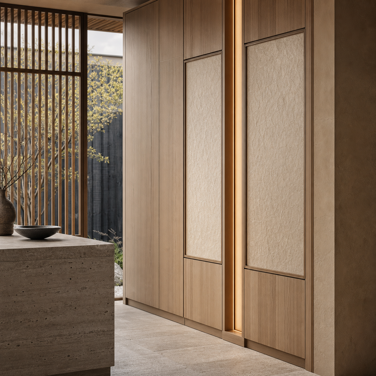 Fadior Radiance Wardrobe Suite with Illuminated Panel Dressing Gallery — close-up of stainless steel finish and hardware detail