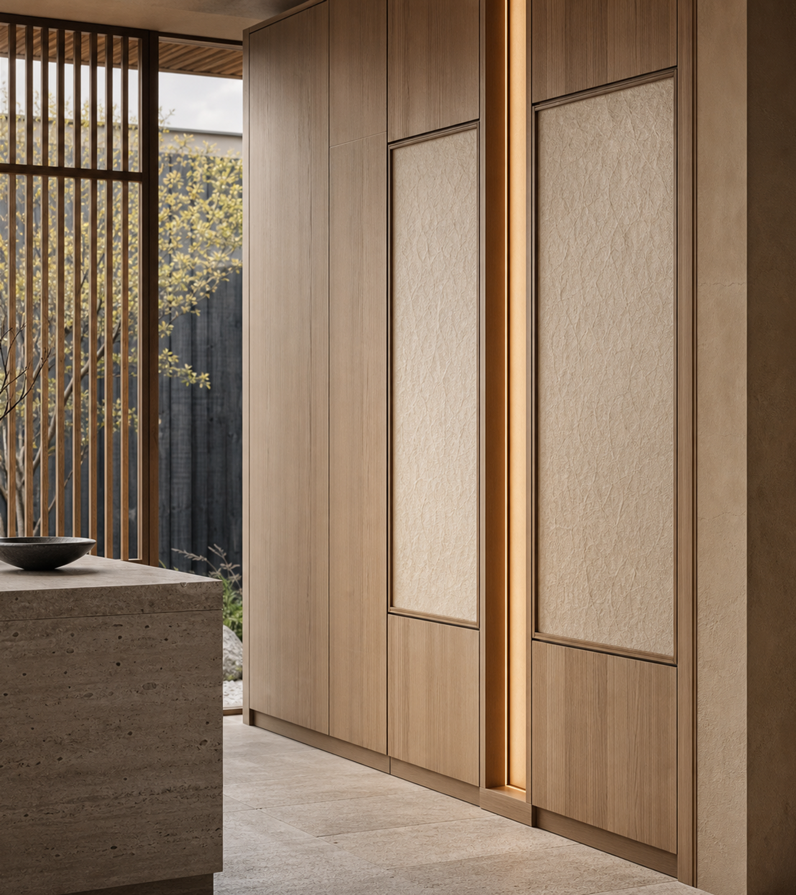 Fadior Radiance Wardrobe Suite with Illuminated Panel Dressing Gallery — close-up of stainless steel finish and hardware detail