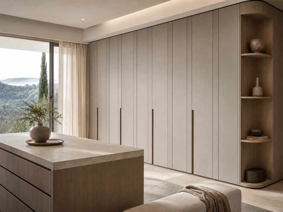 Fadior Radiance Wardrobe Suite with Milan Forecast Dressing Wall — 304 stainless steel wardrobe system, front view
