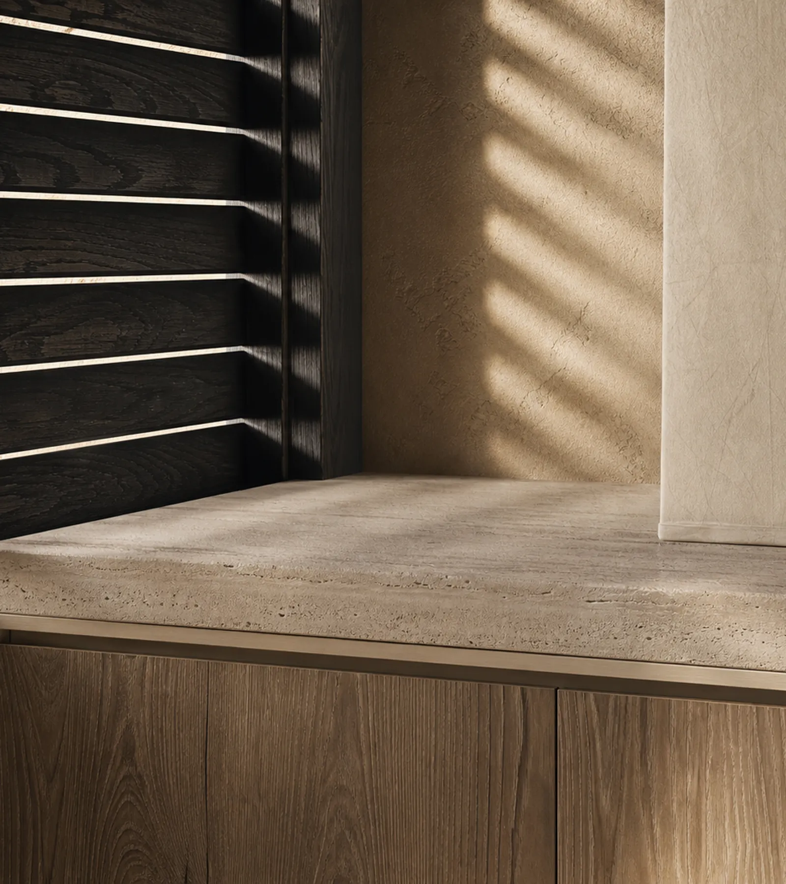 Suite de Balcón Soleil con Consola de Servicio Breeze Louver acabado y detalle
