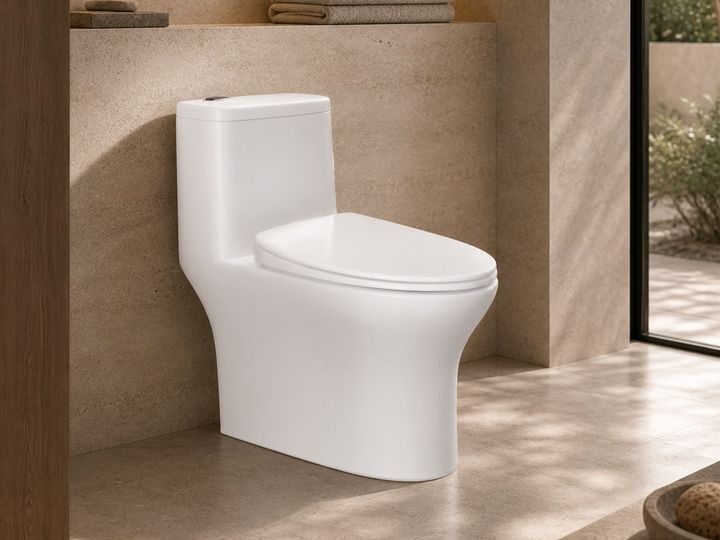 One-Piece Siphonic Toilet styled in a FADIOR HOME interior setting