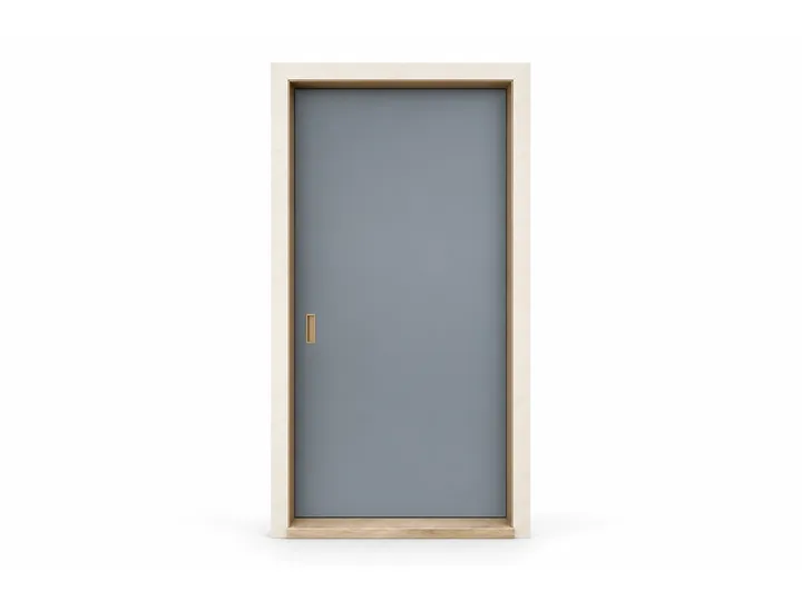 Fadior Silhouette Interior Door Suite with Slate Reveal Concealed Jamb — 304 stainless steel interior door system, front view