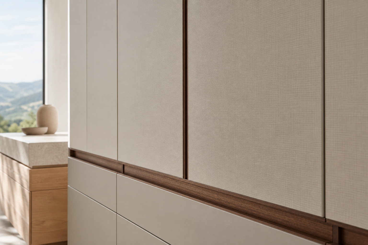 Fadior Lumiere Wardrobe Suite with Travel Packing Wall — close-up of stainless steel finish and hardware detail
