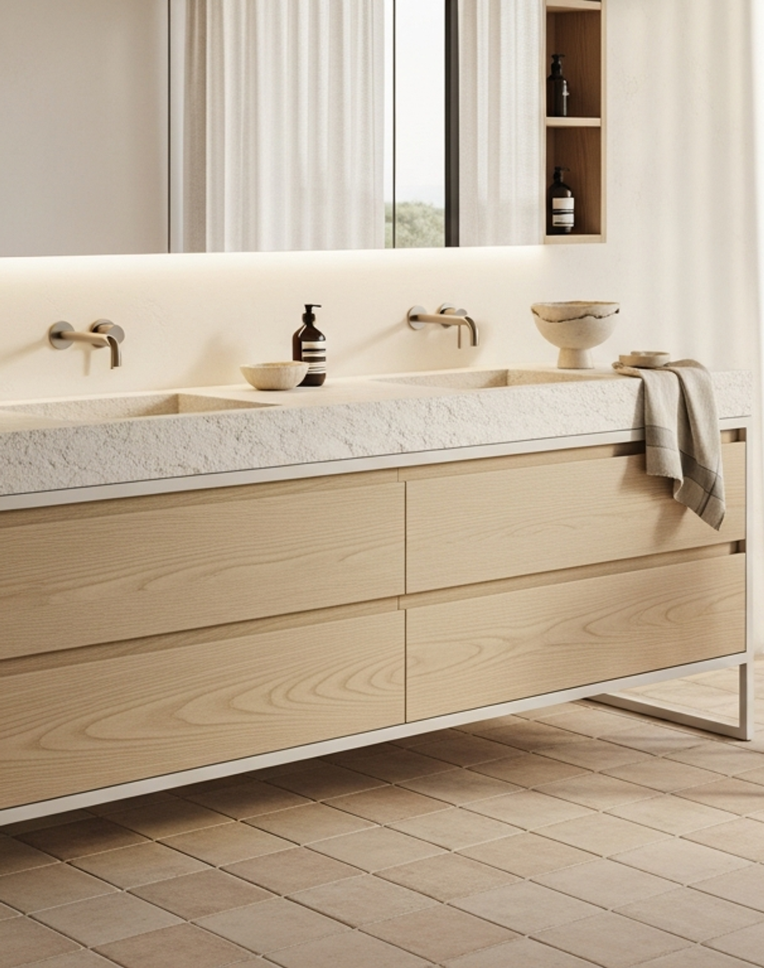 Fadior Acqua Bath and Vanity Suite — lifestyle setting with natural light and residential styling