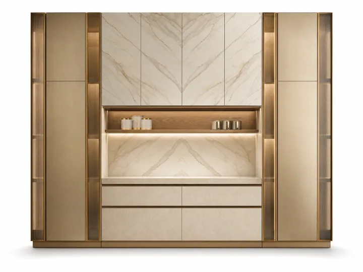 Fadior Pavilion Kitchen Suite with Cove Tea Pantry Wall — 304 stainless steel kitchen system, front view