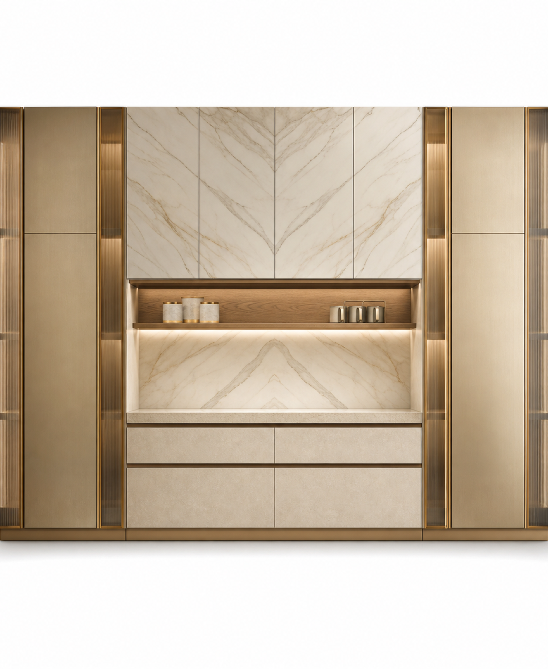 Fadior Pavilion Kitchen Suite with Cove Tea Pantry Wall — 304 stainless steel kitchen system, front view