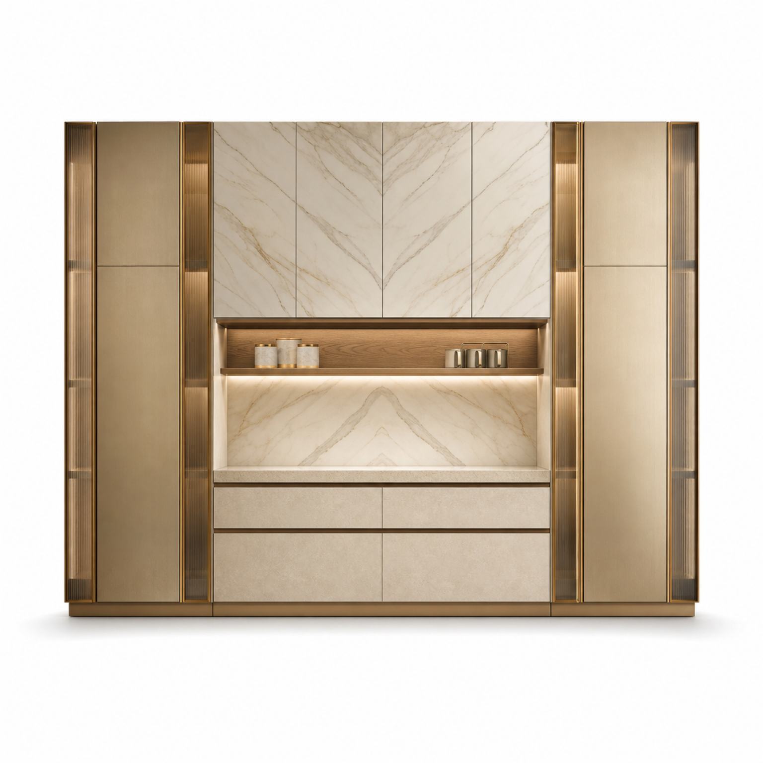 Fadior Pavilion Kitchen Suite with Cove Tea Pantry Wall — 304 stainless steel kitchen system, front view