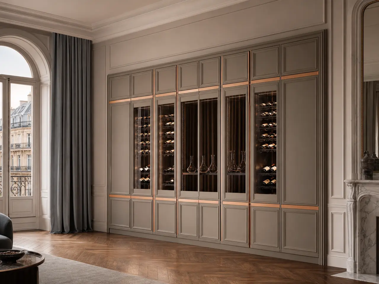 Suite de Armario de Vinos Grotto con Cinta de Decantador Obsidiana